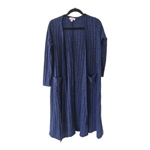 Lularoe Long Cardigan Womens Sz S Blue Sarah Duster Classic Pockets New